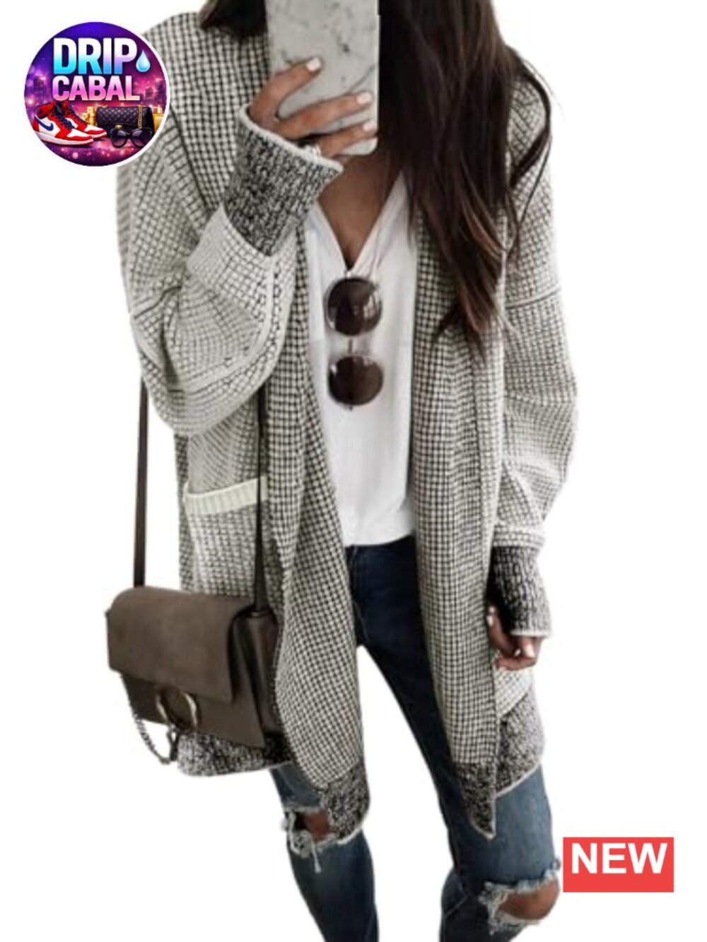 Oversized Hooded Open Front Cardigan Chunky Knit Sweater Fall